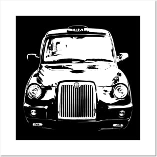 London black cab taxi monoblock white Posters and Art